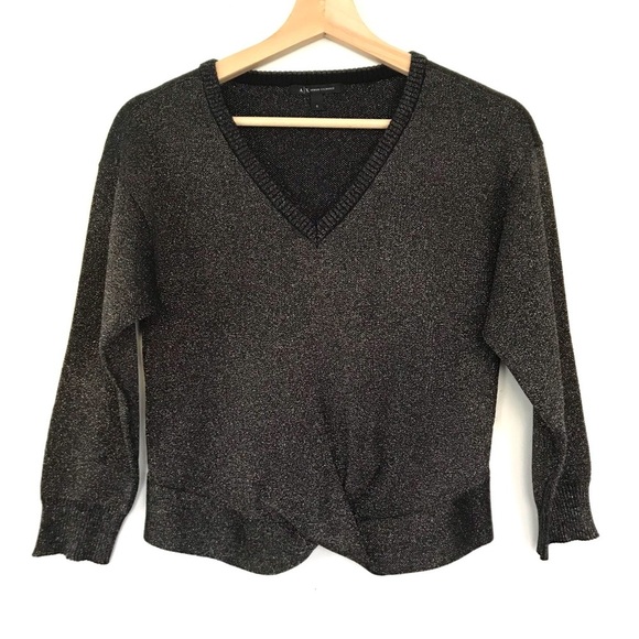 ARMANI EXCHANGE Women's Gray Silver Metallic V-neck Sweater Size S - Picture 9 of 12